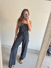 Load image into Gallery viewer, Black mineral washed jumpsuit
