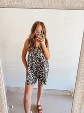 Load image into Gallery viewer, Denim leopard romper
