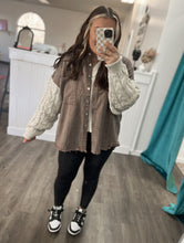Load image into Gallery viewer, Mocha sweater sleeve shacket
