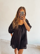 Load image into Gallery viewer, Black eyelet romper
