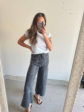 Load image into Gallery viewer, Black mineral washed wide leg pants

