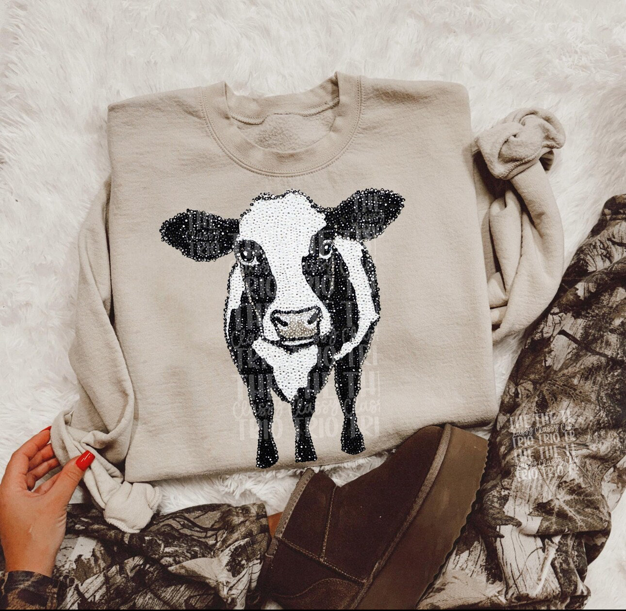 FAUX rhinestone cow