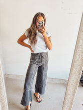 Load image into Gallery viewer, Black mineral washed wide leg pants

