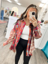 Load image into Gallery viewer, Red Mixed print oversized flannel
