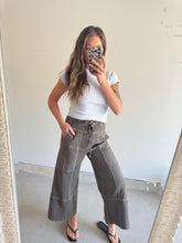Load image into Gallery viewer, Brown mineral washed wide leg pants
