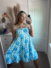Load image into Gallery viewer, Blue + White floral dress
