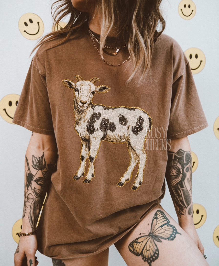 FAUX rhinestone spotted goat