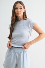 Load image into Gallery viewer, light blue ribbed baby tee
